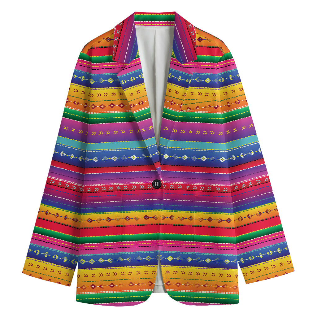 Colorful Mexican Serape Pattern Print Women's Blazer