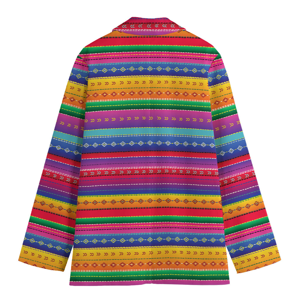 Colorful Mexican Serape Pattern Print Women's Blazer