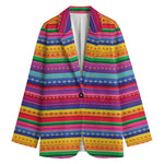 Colorful Mexican Serape Pattern Print Women's Cotton Blazer
