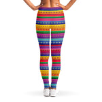 Colorful Mexican Serape Pattern Print Women's Leggings