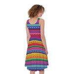 Colorful Mexican Serape Pattern Print Women's Sleeveless Dress