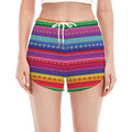 Colorful Mexican Serape Pattern Print Women's Split Running Shorts