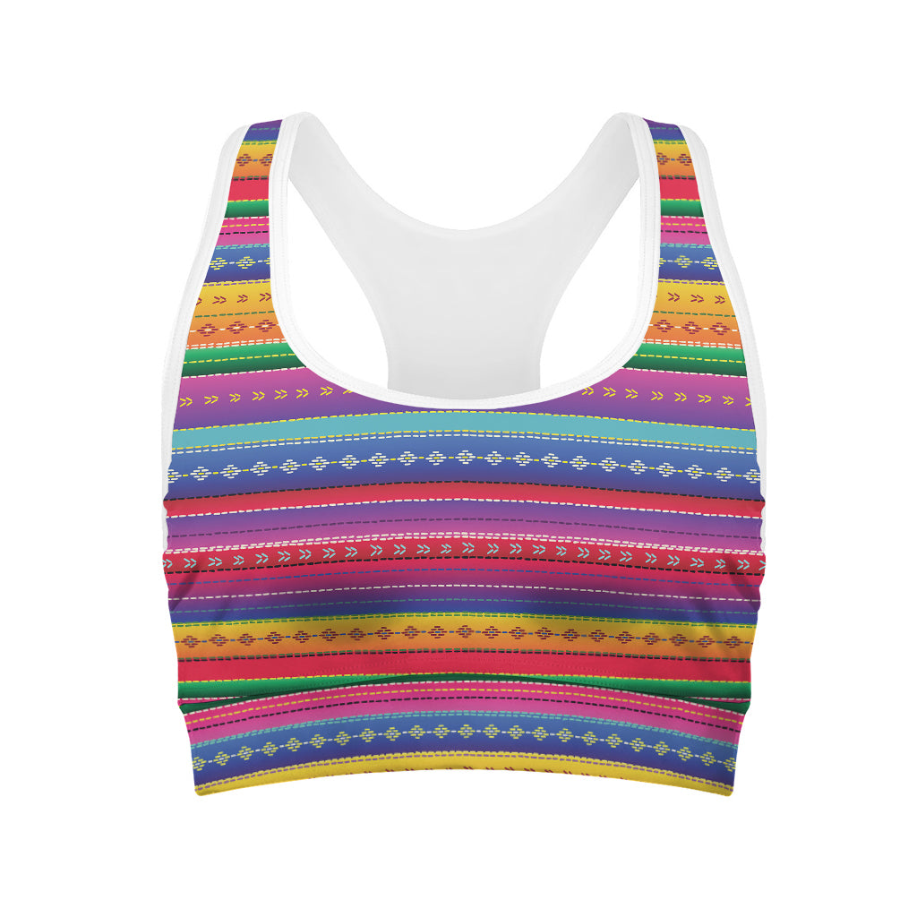 Colorful Mexican Serape Pattern Print Women's Sports Bra