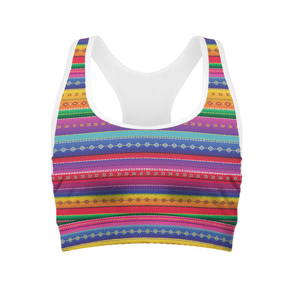 Colorful Mexican Serape Pattern Print Women's Sports Bra