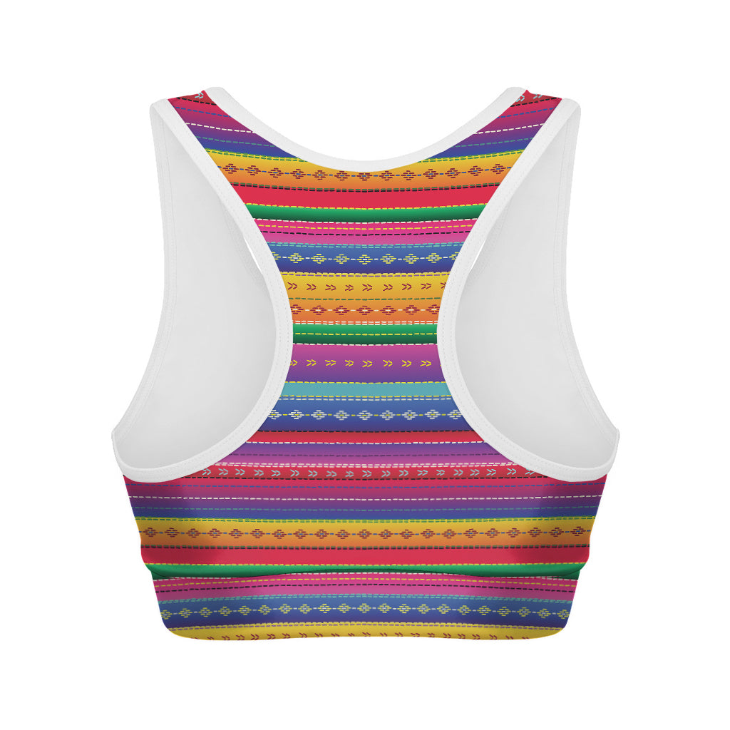 Colorful Mexican Serape Pattern Print Women's Sports Bra