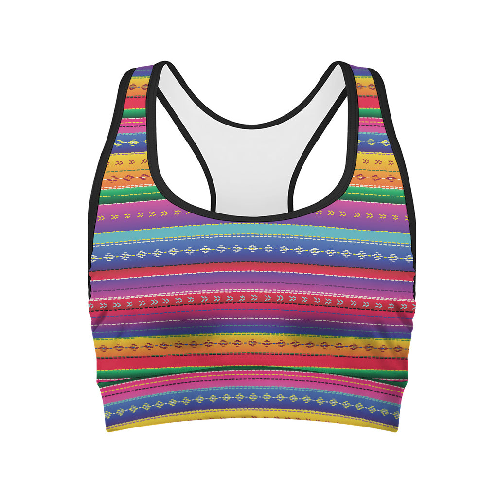 Colorful Mexican Serape Pattern Print Women's Sports Bra