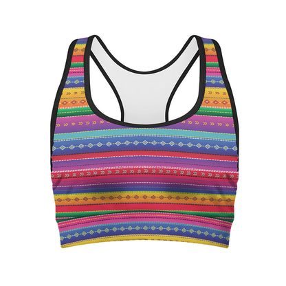 Colorful Mexican Serape Pattern Print Women's Sports Bra