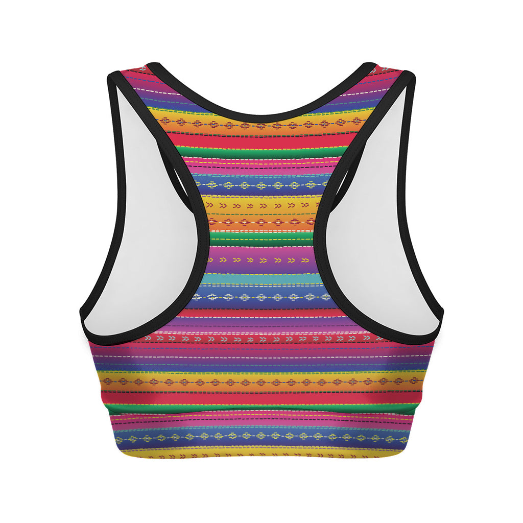 Colorful Mexican Serape Pattern Print Women's Sports Bra