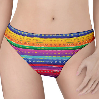Colorful Mexican Serape Pattern Print Women's Thong