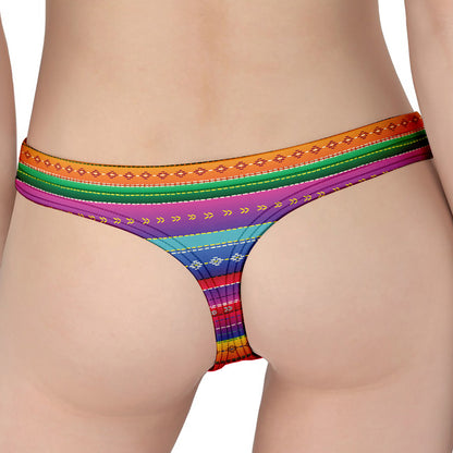 Colorful Mexican Serape Pattern Print Women's Thong