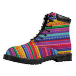 Colorful Mexican Serape Pattern Print Work Boots