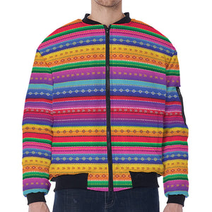 Colorful Mexican Serape Pattern Print Zip Sleeve Bomber Jacket