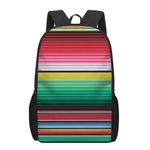 Colorful Mexican Serape Stripe Print 17 Inch Backpack