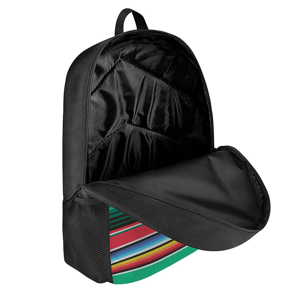 Colorful Mexican Serape Stripe Print 17 Inch Backpack