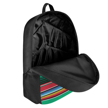 Colorful Mexican Serape Stripe Print 17 Inch Backpack