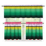 Colorful Mexican Serape Stripe Print 3 Piece Kitchen Curtains