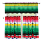 Colorful Mexican Serape Stripe Print 3 Piece Kitchen Curtains