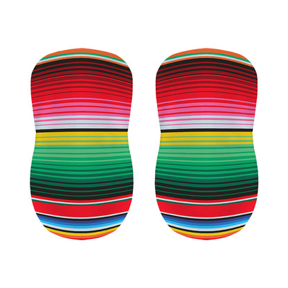Colorful Mexican Serape Stripe Print Bar Stool Covers