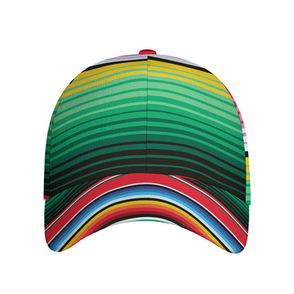 Colorful Mexican Serape Stripe Print Baseball Cap