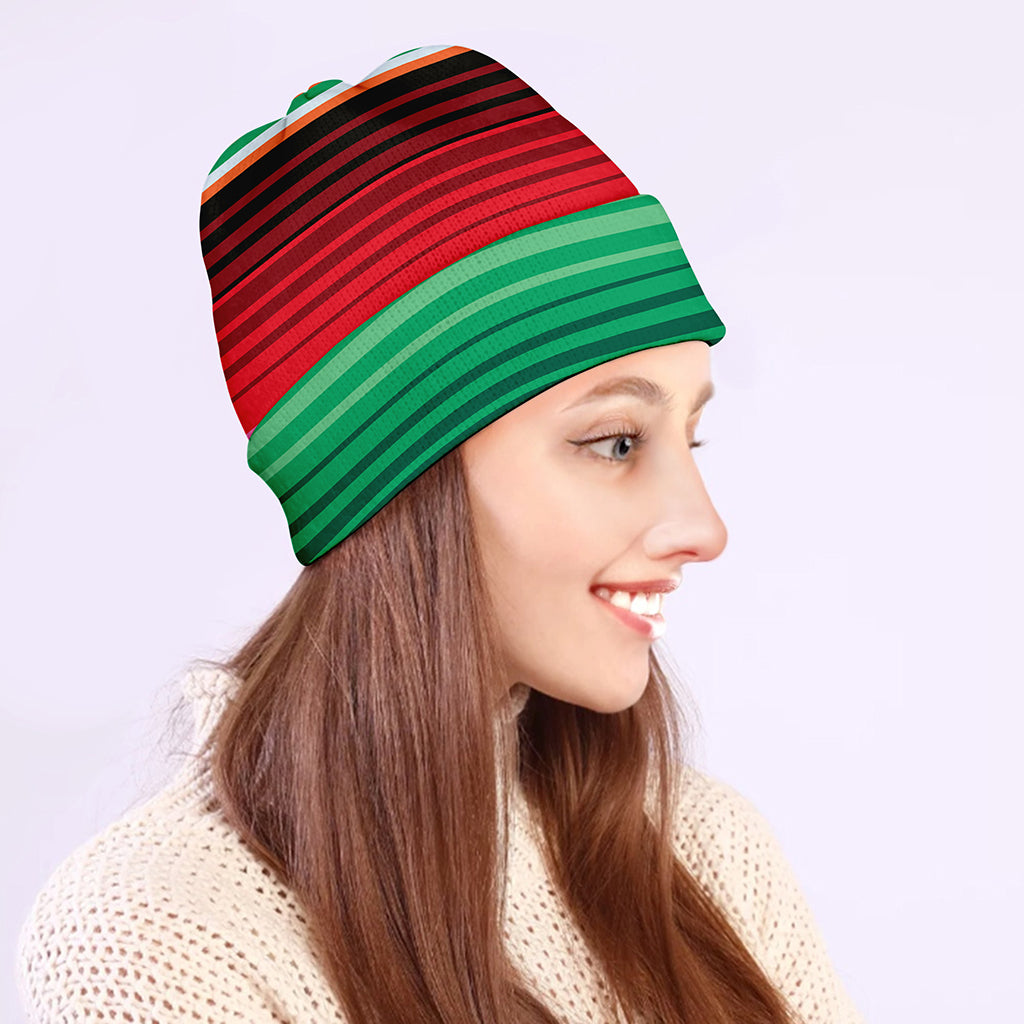 Colorful Mexican Serape Stripe Print Beanie