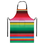 Colorful Mexican Serape Stripe Print Bib Apron With Pocket