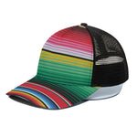 Colorful Mexican Serape Stripe Print Black Mesh Trucker Cap