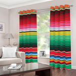 Colorful Mexican Serape Stripe Print Blackout Grommet Curtains