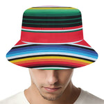 Colorful Mexican Serape Stripe Print Bucket Hat