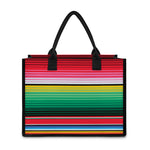 Colorful Mexican Serape Stripe Print Canvas Tote Bag
