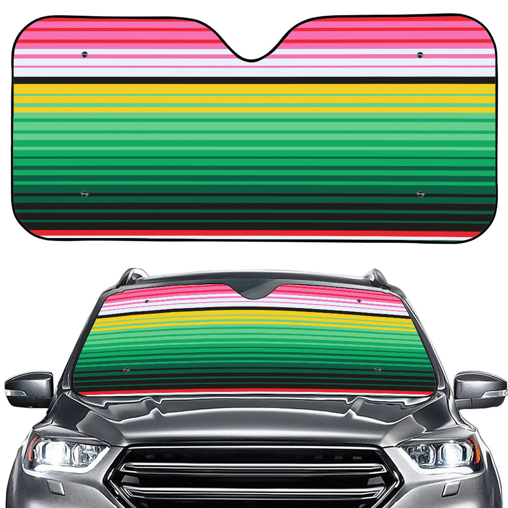 Colorful Mexican Serape Stripe Print Car Windshield Sun Shade