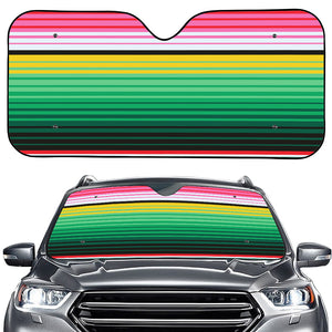 Colorful Mexican Serape Stripe Print Car Windshield Sun Shade