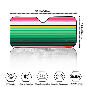 Colorful Mexican Serape Stripe Print Car Windshield Sun Shade