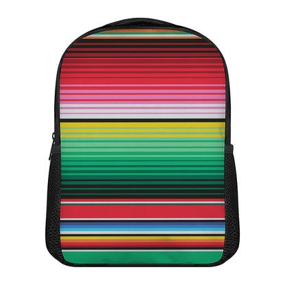Colorful Mexican Serape Stripe Print Casual Backpack