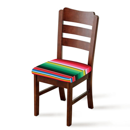 Colorful Mexican Serape Stripe Print Chair Cushion Cover