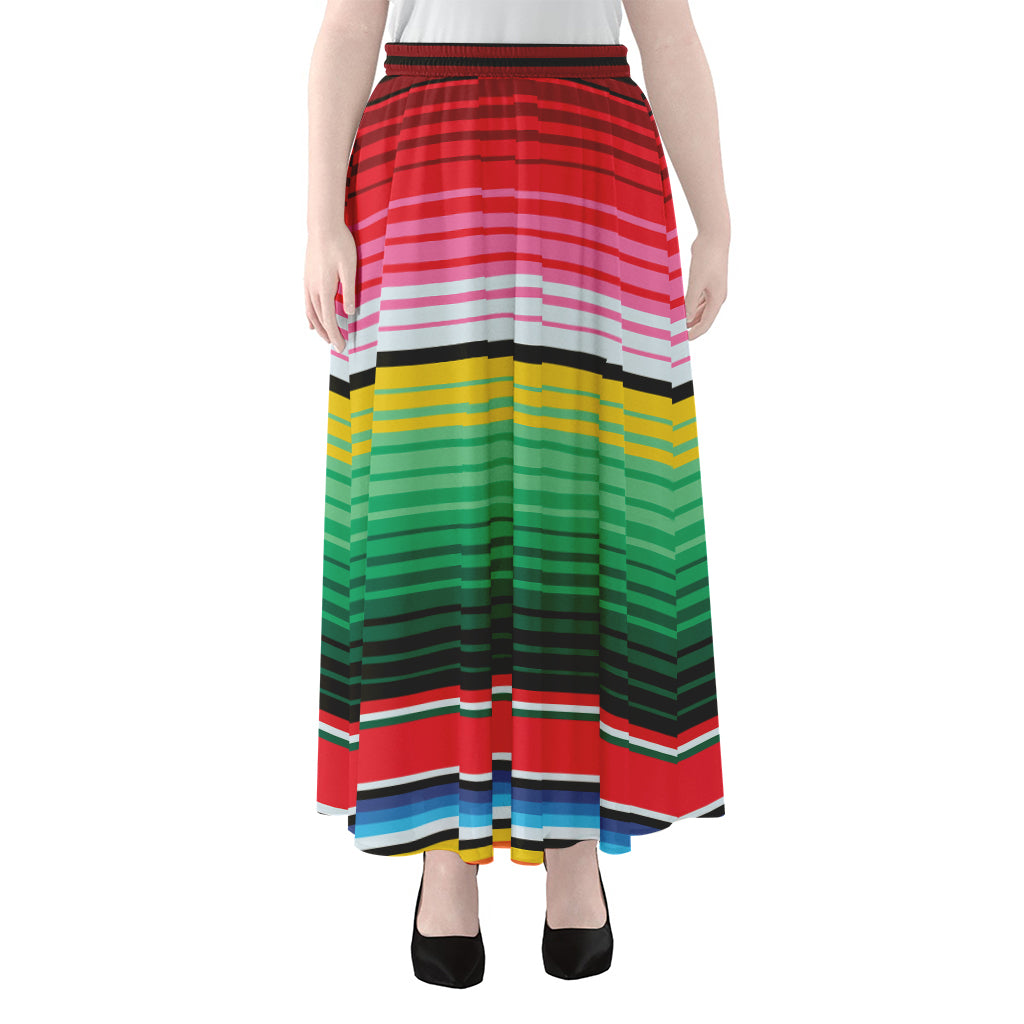Colorful Mexican Serape Stripe Print Chiffon Maxi Skirt