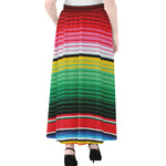 Colorful Mexican Serape Stripe Print Chiffon Maxi Skirt