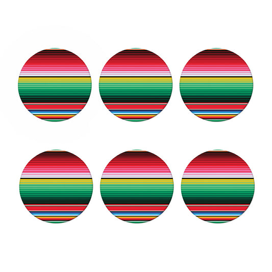Colorful Mexican Serape Stripe Print Coaster Set