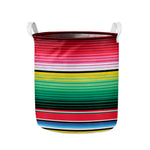 Colorful Mexican Serape Stripe Print Collapsible Laundry Basket