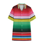 Colorful Mexican Serape Stripe Print Cotton Hawaiian Shirt