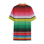 Colorful Mexican Serape Stripe Print Cotton Hawaiian Shirt