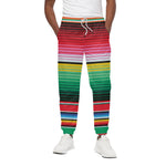 Colorful Mexican Serape Stripe Print Cotton Pants