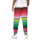 Colorful Mexican Serape Stripe Print Cotton Pants