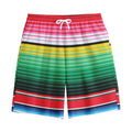 Colorful Mexican Serape Stripe Print Cotton Shorts