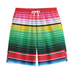 Colorful Mexican Serape Stripe Print Cotton Shorts