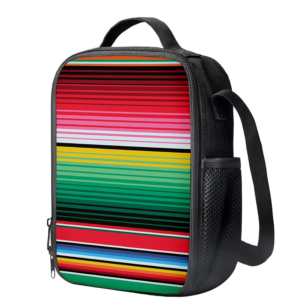 Colorful Mexican Serape Stripe Print Crossbody Lunch Bag