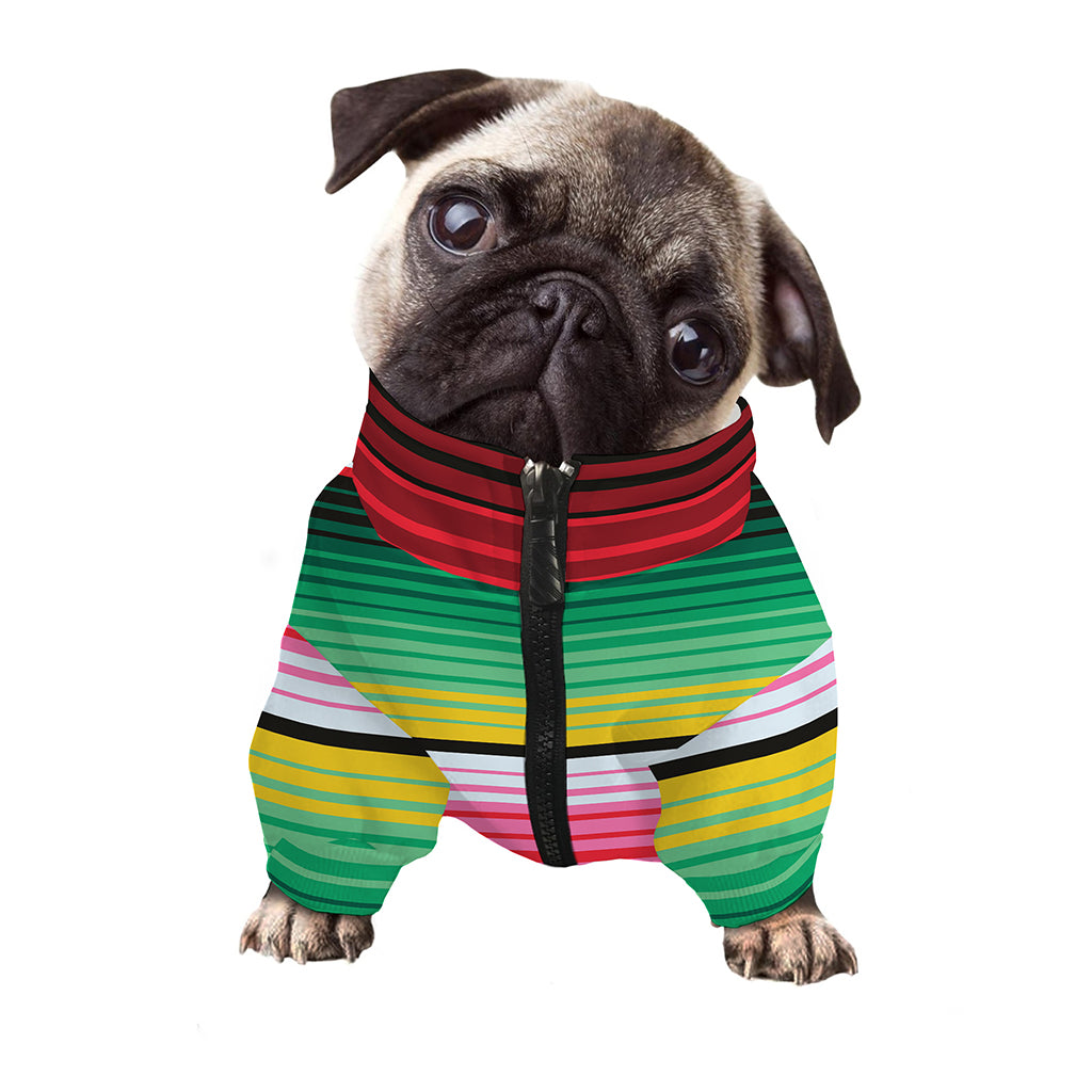 Colorful Mexican Serape Stripe Print Dog Zip Up Jacket