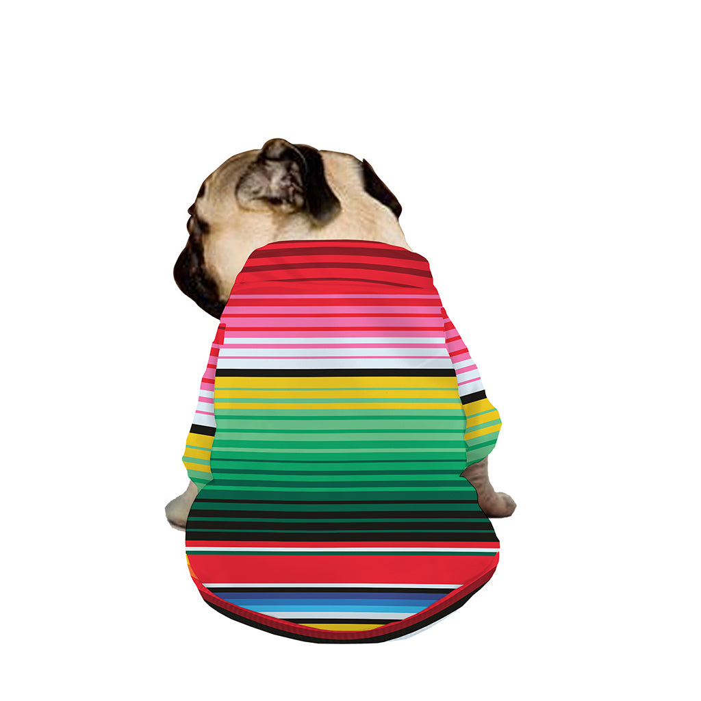 Colorful Mexican Serape Stripe Print Dog Zip Up Jacket