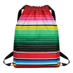 Colorful Mexican Serape Stripe Print Drawstring Backpack