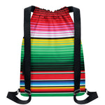 Colorful Mexican Serape Stripe Print Drawstring Backpack
