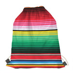 Colorful Mexican Serape Stripe Print Drawstring Bag